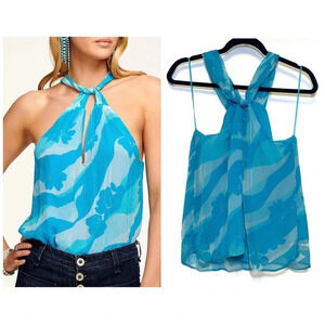 NWT Ramy Brooke Skylar Floral Twisted Halter Top - Summer Blouse